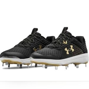 Under Armour Black and Gold Low-Cut Baseball Cleats